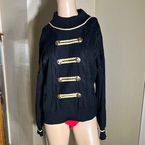 St John Cable Knit Sweater with Gold Accents